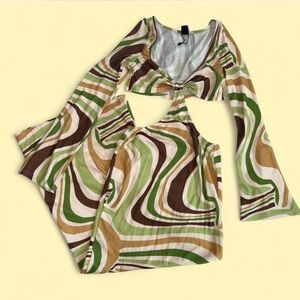 Retro Swirl Pattern cutout dress